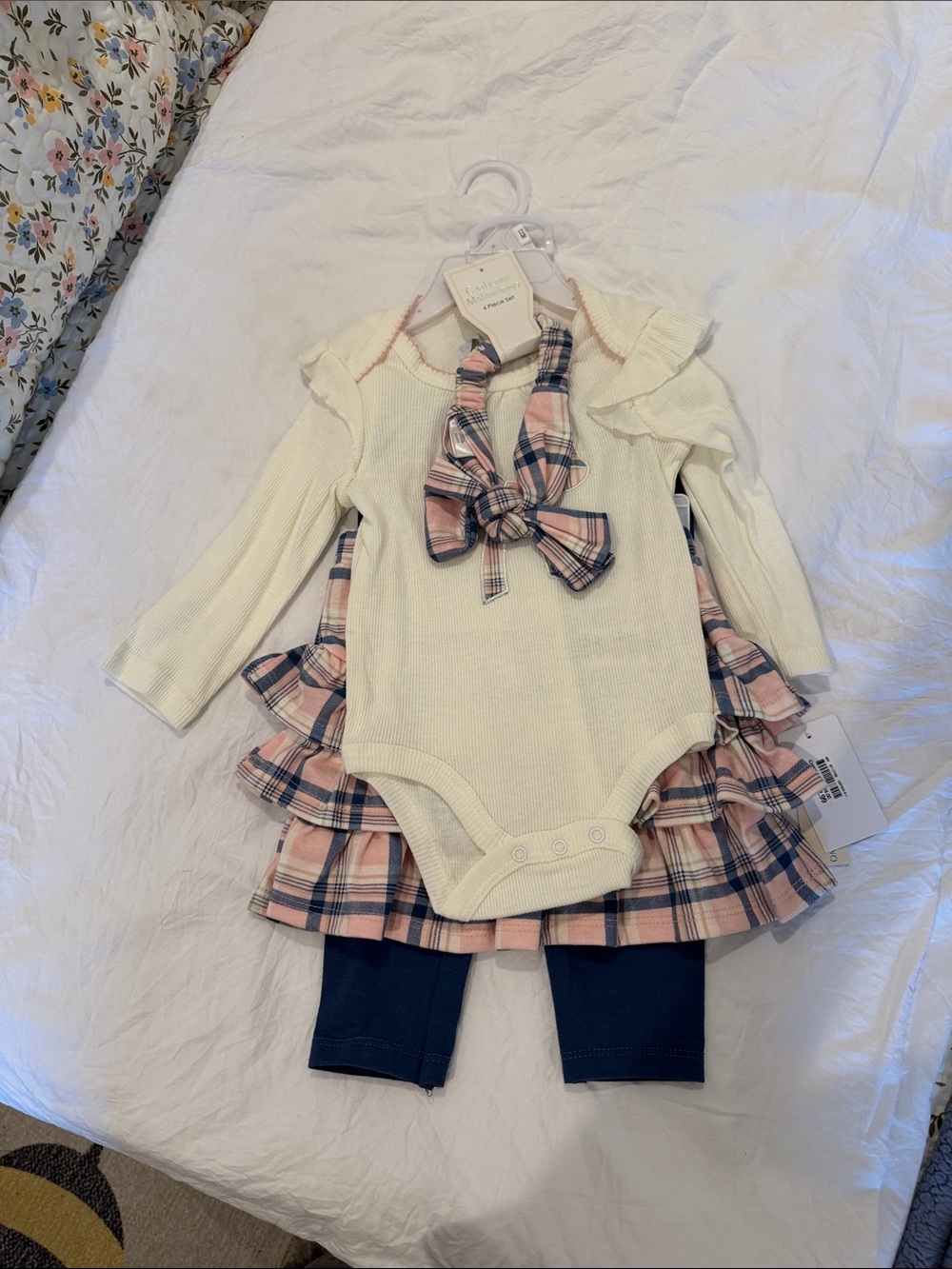 Catherine Malandrino Cream & Pink Plaid Three-Piece Set